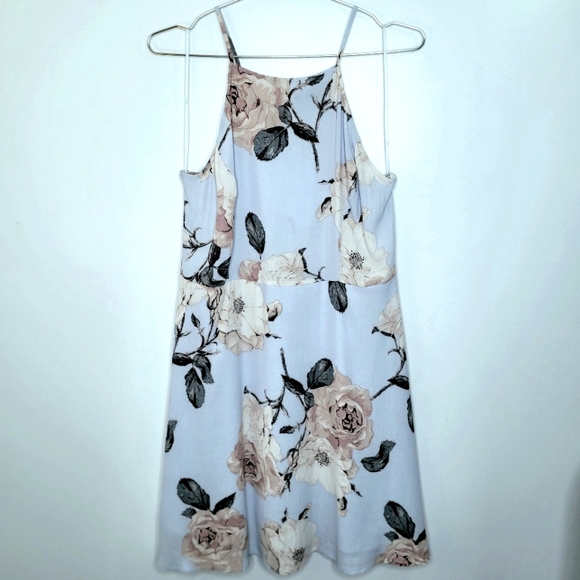 3/$20 🌴 | Dynamite | Floral Light Blue Halter Dress - Picture 3 of 12